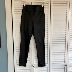 Black “Leather” Mid-Rise Slim Black Women's Pants by INC with wide waist band